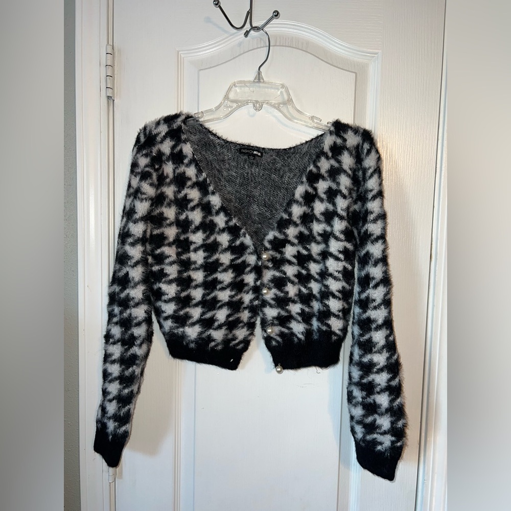 Fashion Nova Oh You Hound Houndstooth Knit Two Piece Skirt Set Size L - Picture 5 of 12